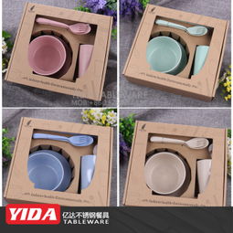 义乌小商品新宠 环保便携的礼品级小麦秸秆餐具六件套